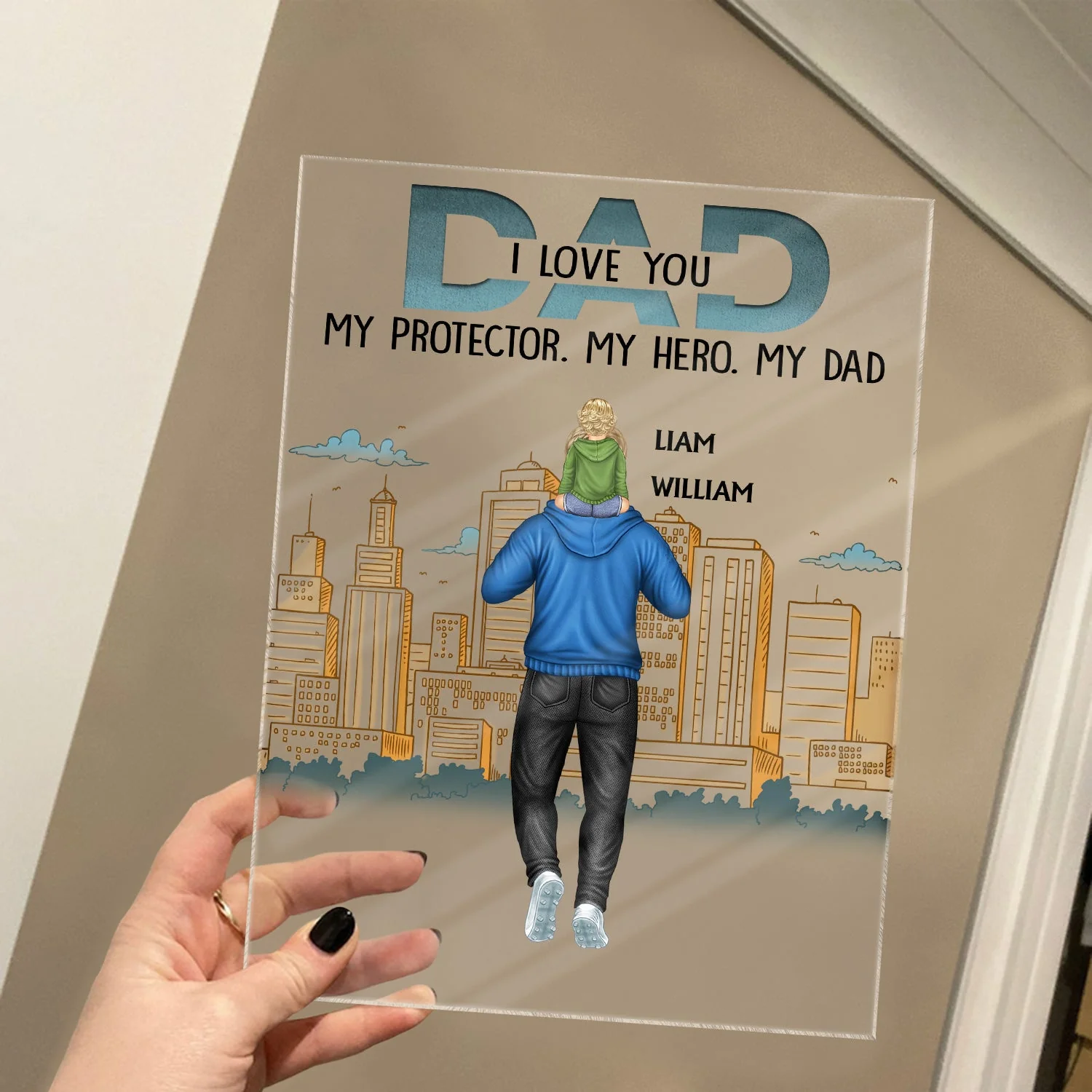 Dad Our Protector Our Hero Our Dad - Birthday Gift For Father, Family - Personalized Custom Vertical Rectangle Acrylic Plaque - Image 4