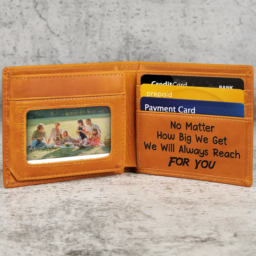 Dad Papa Grandpa Hand In Hand No Matter How Big We Get - Personalized Engraved Leather Wallet - Image 2
