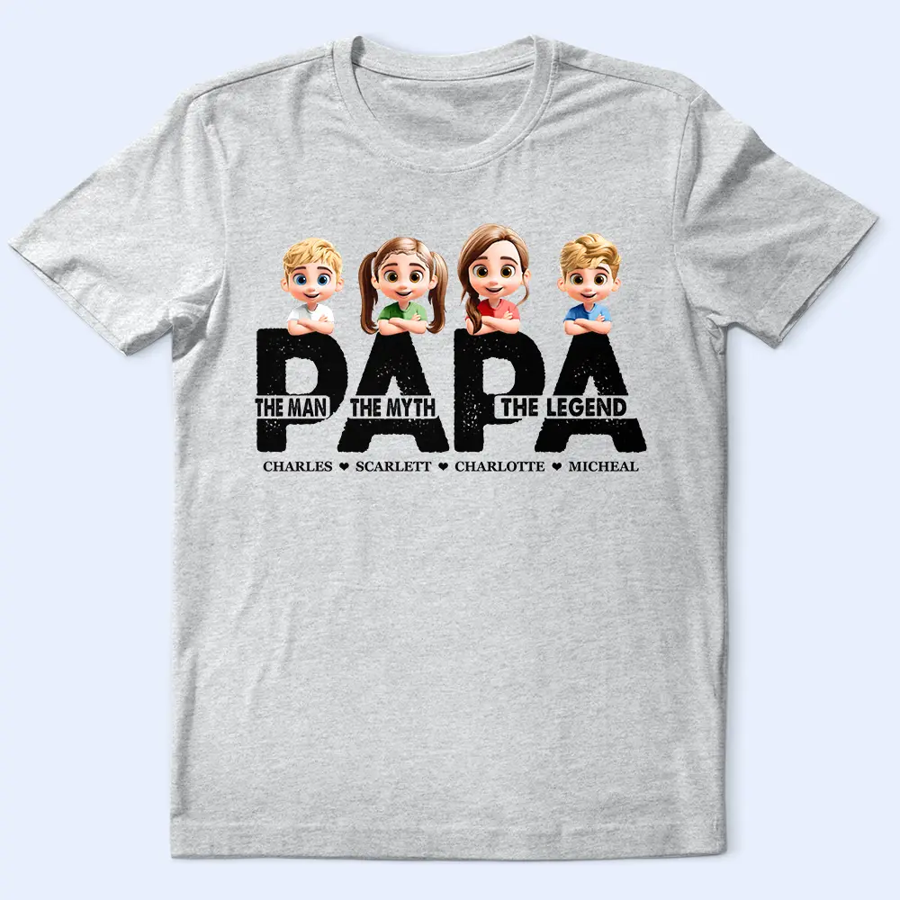 Dad Papa The Man The Myth The Legend - Personalized T Shirt - Image 2