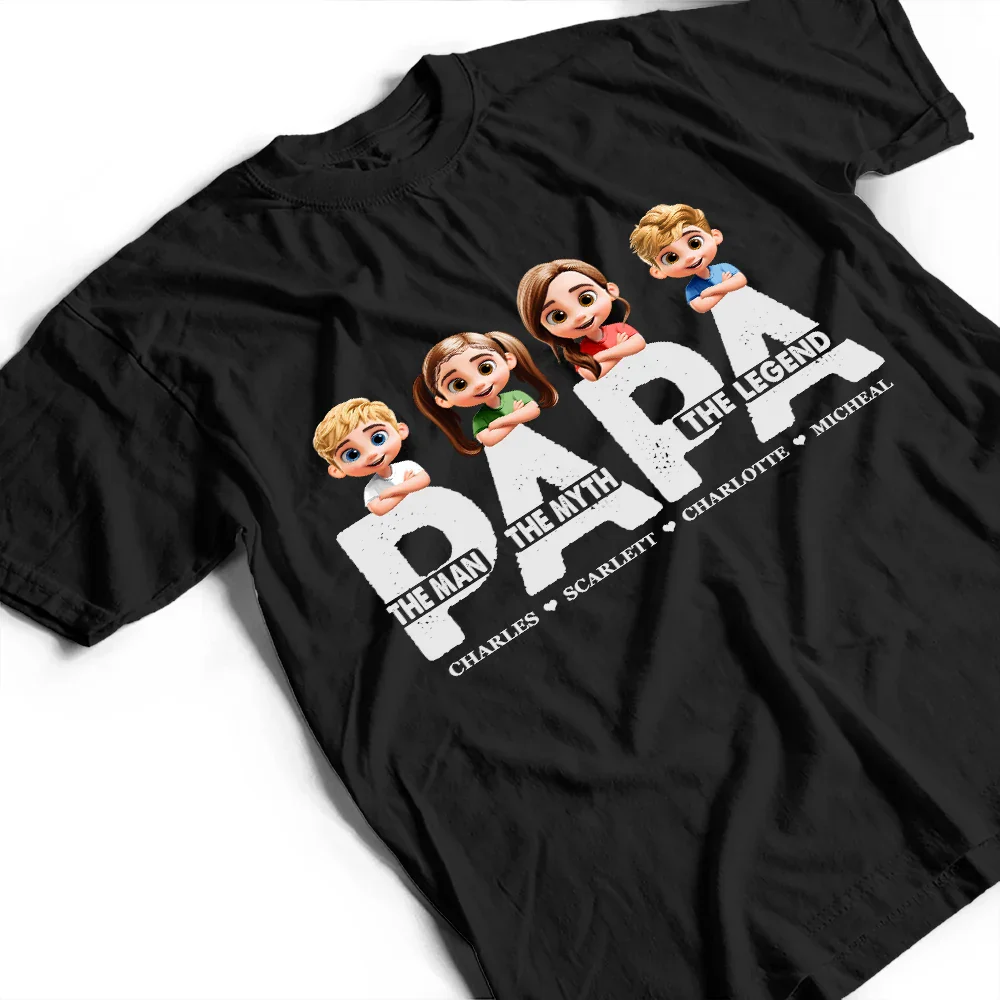Dad Papa The Man The Myth The Legend - Personalized T Shirt - Image 4