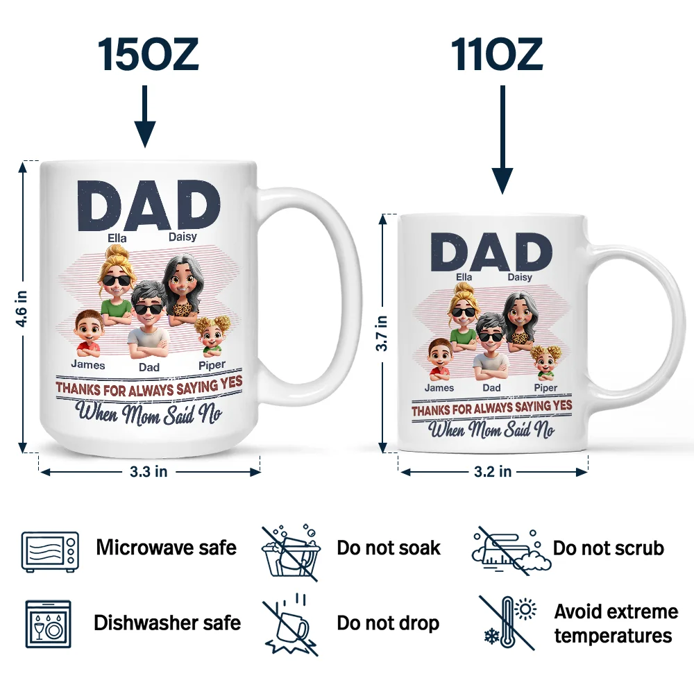 Dad Thanks For Always Saying Yes - Personalized Mug - Image 4