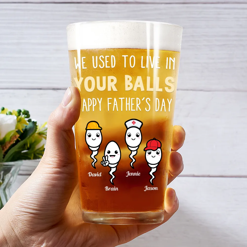 Dad Thanks For Not Pulling Out Funny Kids - Personalized Beer Glass - Image 3
