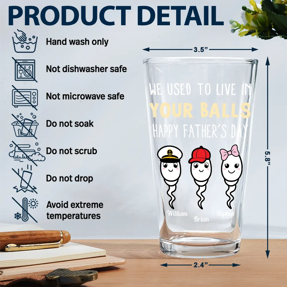 Dad Thanks For Not Pulling Out Funny Kids - Personalized Beer Glass - Image 5