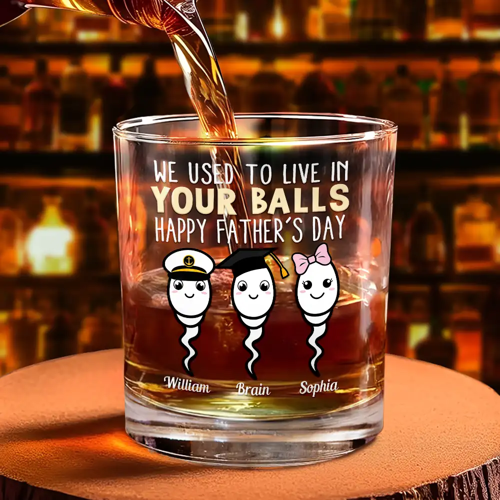 Dad Thanks For Not Pulling Out Funny Kids - Personalized Whiskey Glass - Image 4