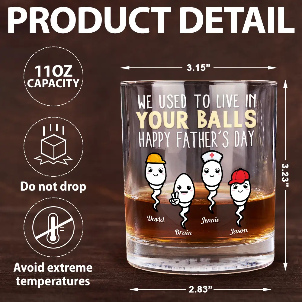 Dad Thanks For Not Pulling Out Funny Kids - Personalized Whiskey Glass - Image 5
