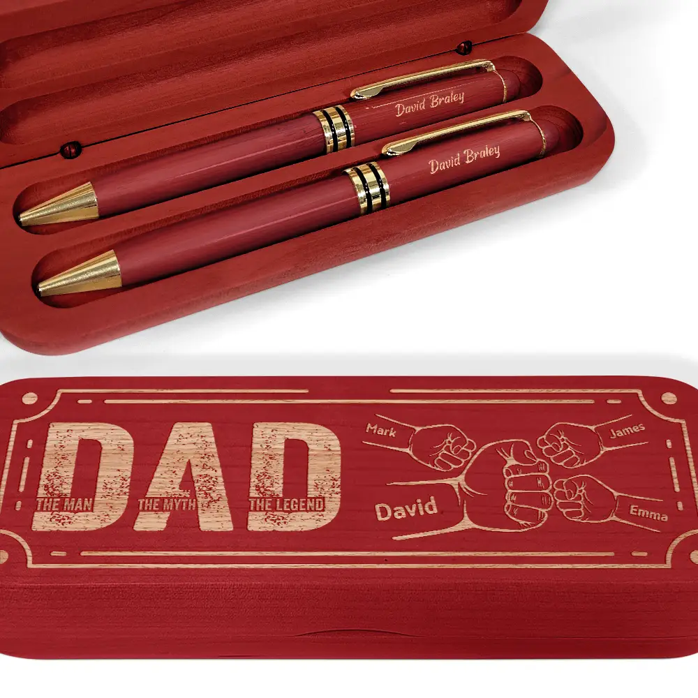 Dad The Man The Myth - Personalized Wooden Pen Set - Image 4