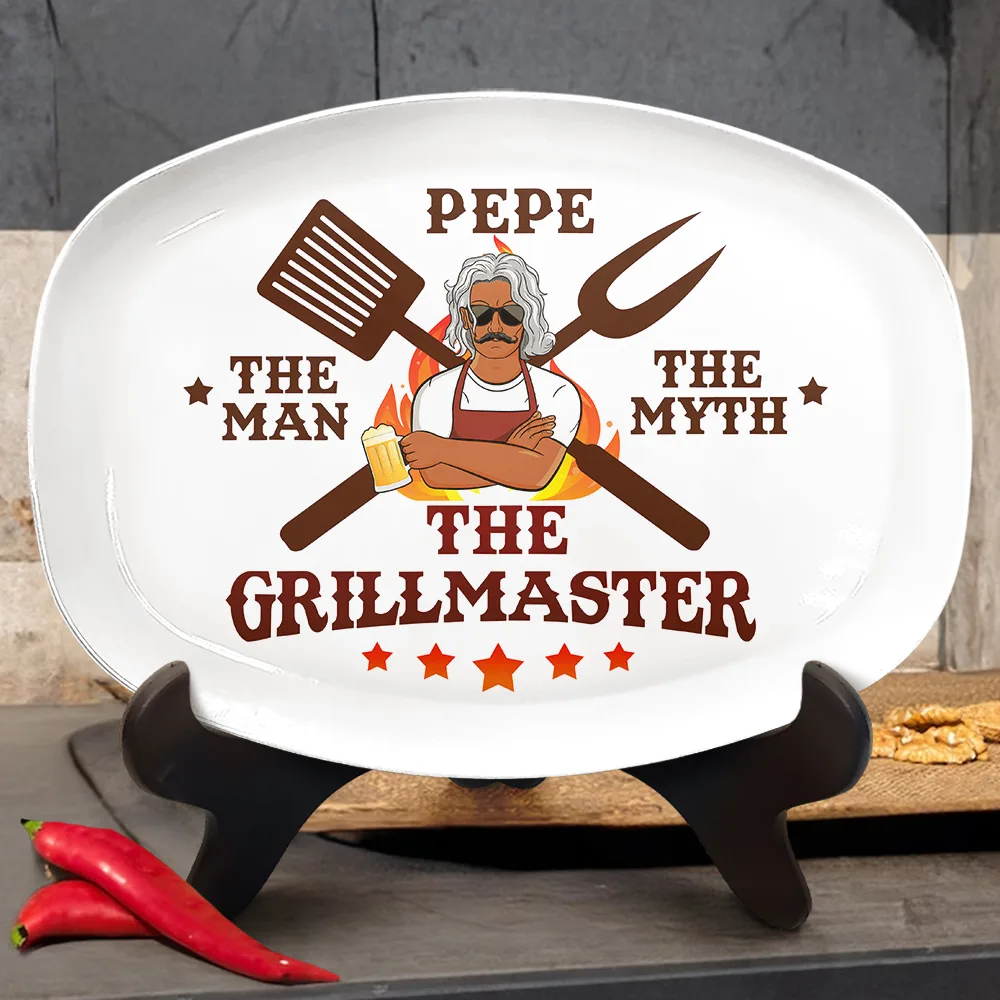 Dad The Man The Myth The Grillmaster - Personalized Plate - Image 3