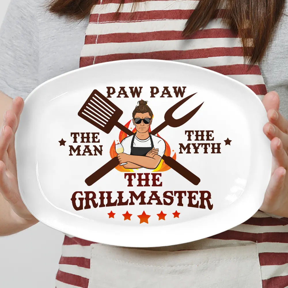 Dad The Man The Myth The Grillmaster - Personalized Plate - Image 4