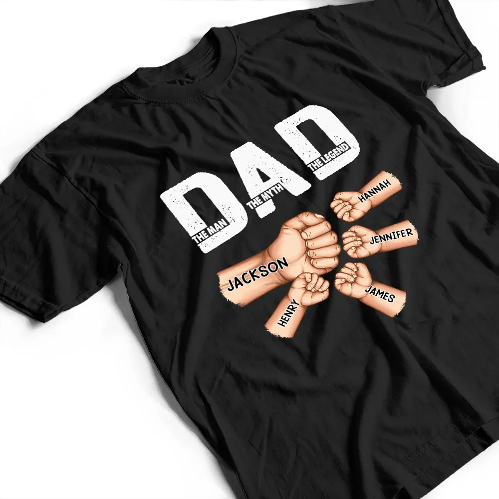 Dad The Man The Myth The Legend Fist Bump - Personalized T Shirt - Image 4