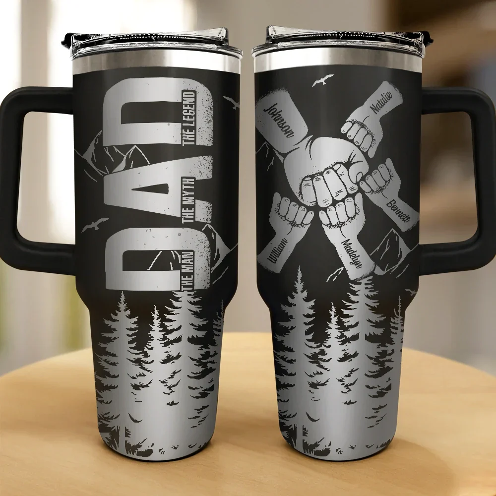 Dad The Man The Myth The Legend Hand Punch - Personalized Engraved 40oz Tumbler - Image 2