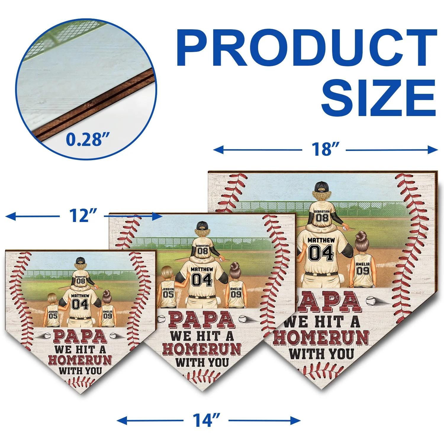 Dad We Hit A Homerun With You - Gift For Family, Father, Baseball, Softball Fans - Personalized Custom Shaped Wood Sign - Image 5