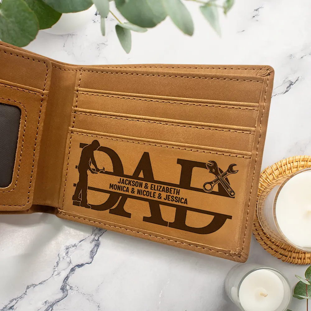 Dad We Love You With Kids Names - Personalized Bifold Wallet - Image 5