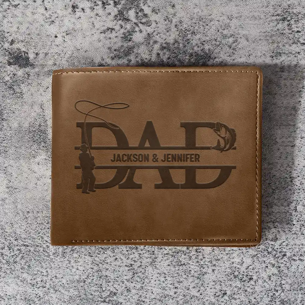 Dad We Love You With Kids Names - Personalized Leather Wallet - Image 3