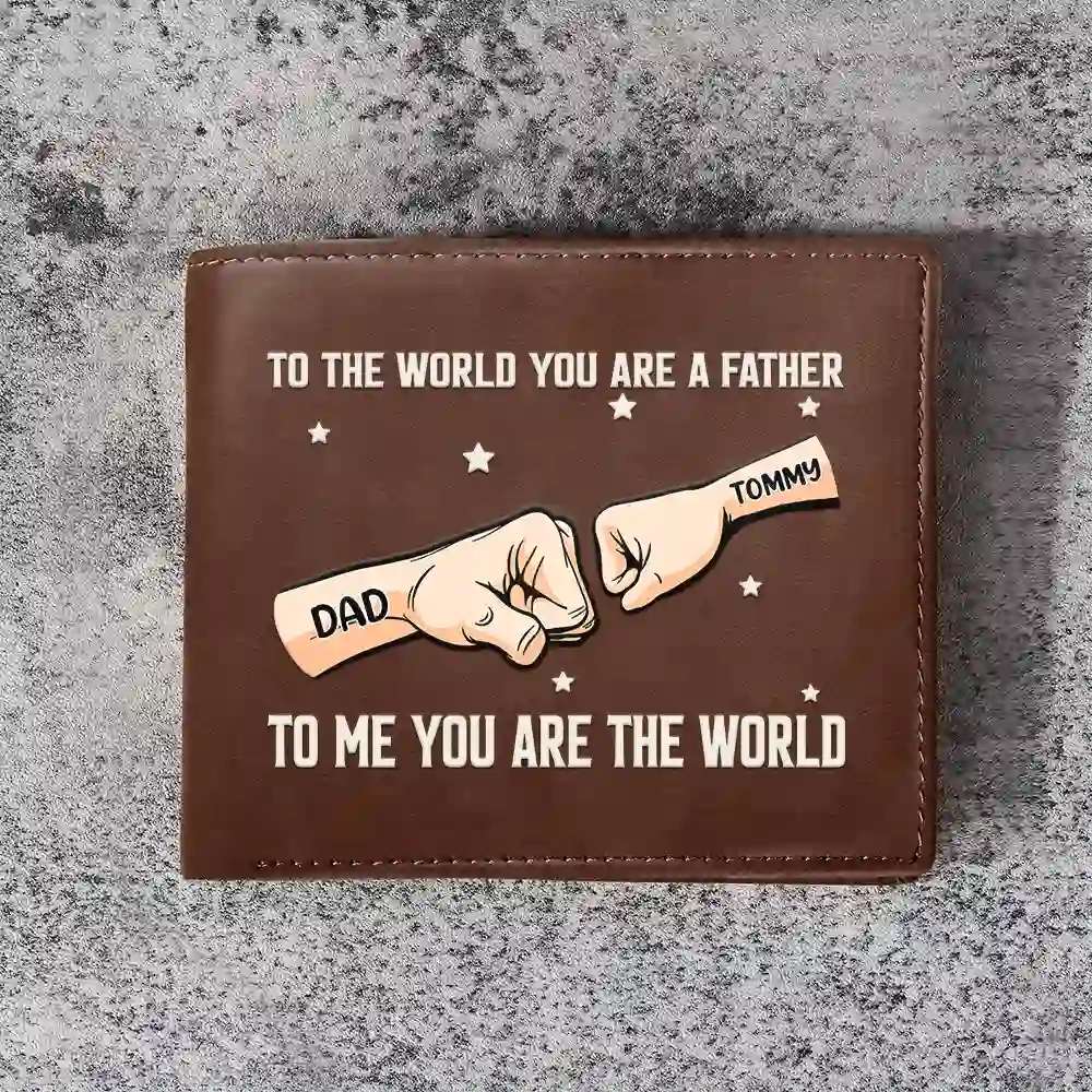 Dad You Are The World To Us - Personalized Leather Wallet - Image 3