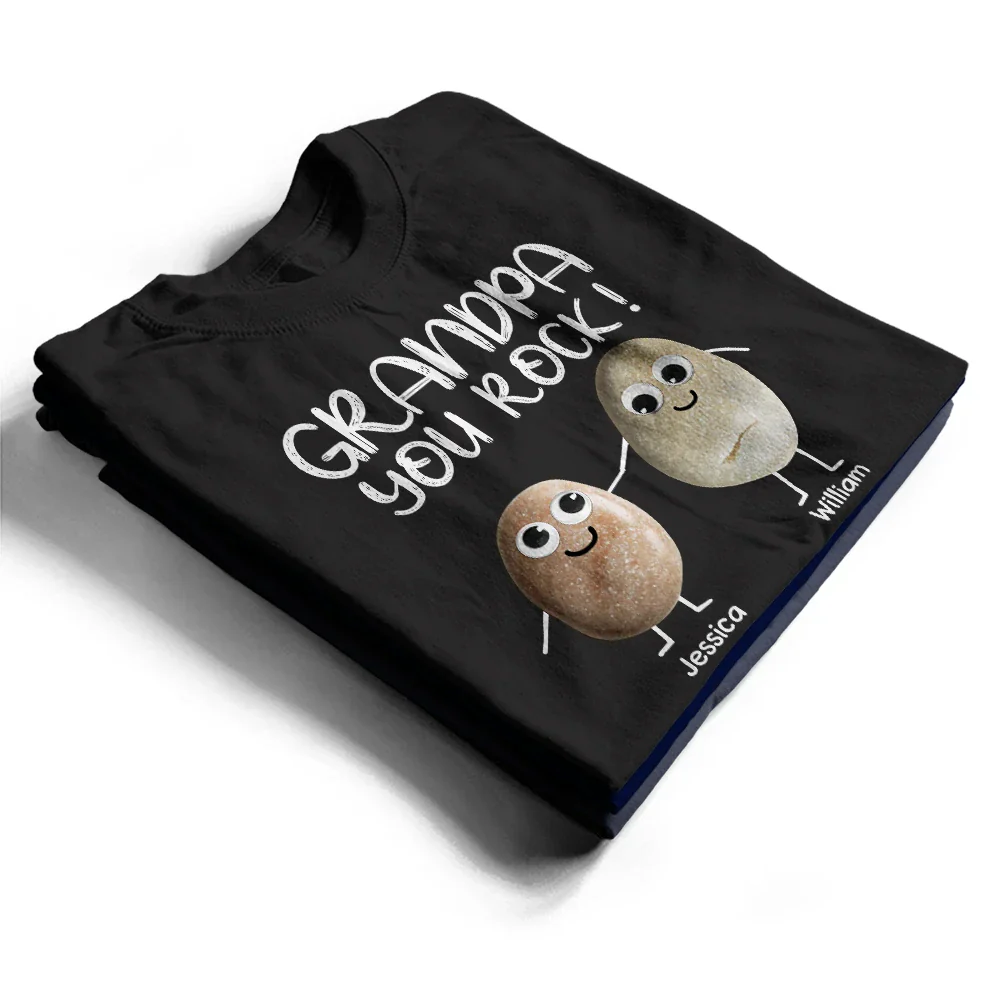 Dad You Rock Sea Stones Fun Googly Eyes - Personalized T Shirt - Image 2