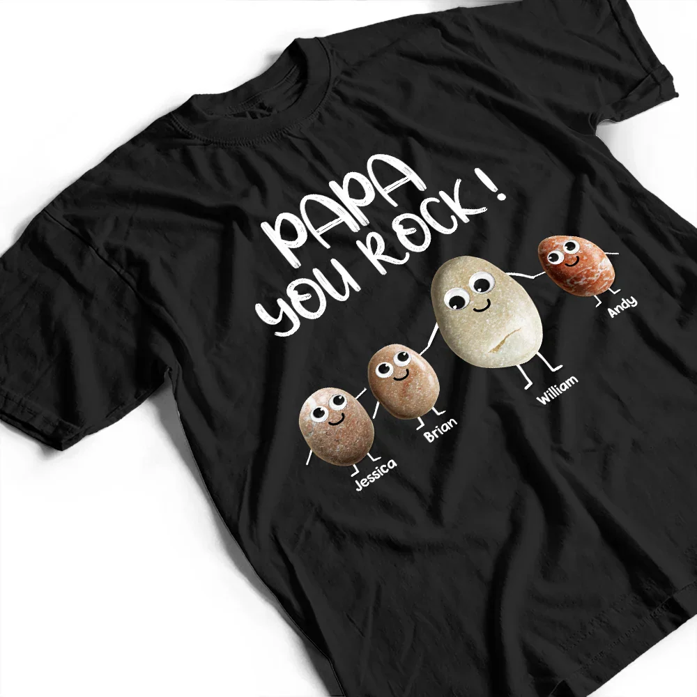 Dad You Rock Sea Stones Fun Googly Eyes - Personalized T Shirt - Image 3