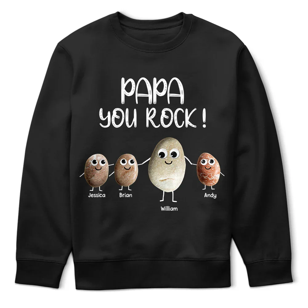 Dad You Rock Sea Stones Fun Googly Eyes - Personalized T Shirt - Image 5