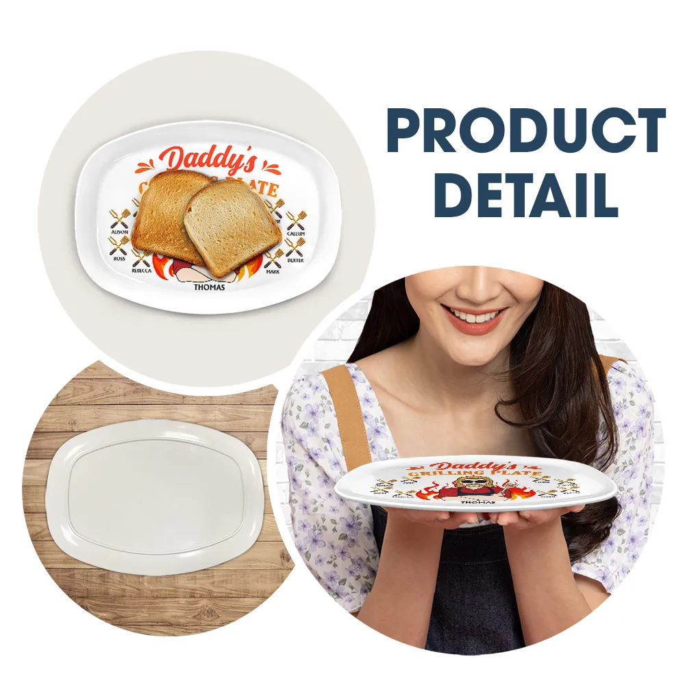 Daddy Grilling Plate Fire Cartoon - Personalized Plate - Image 6