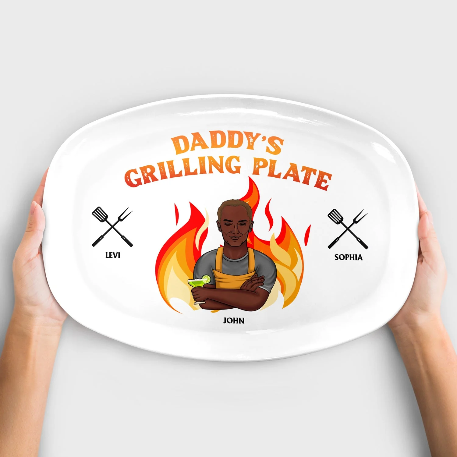 Daddy Grilling Plate - Gift For Dad, Father, Family - Personalized Plate - Image 4