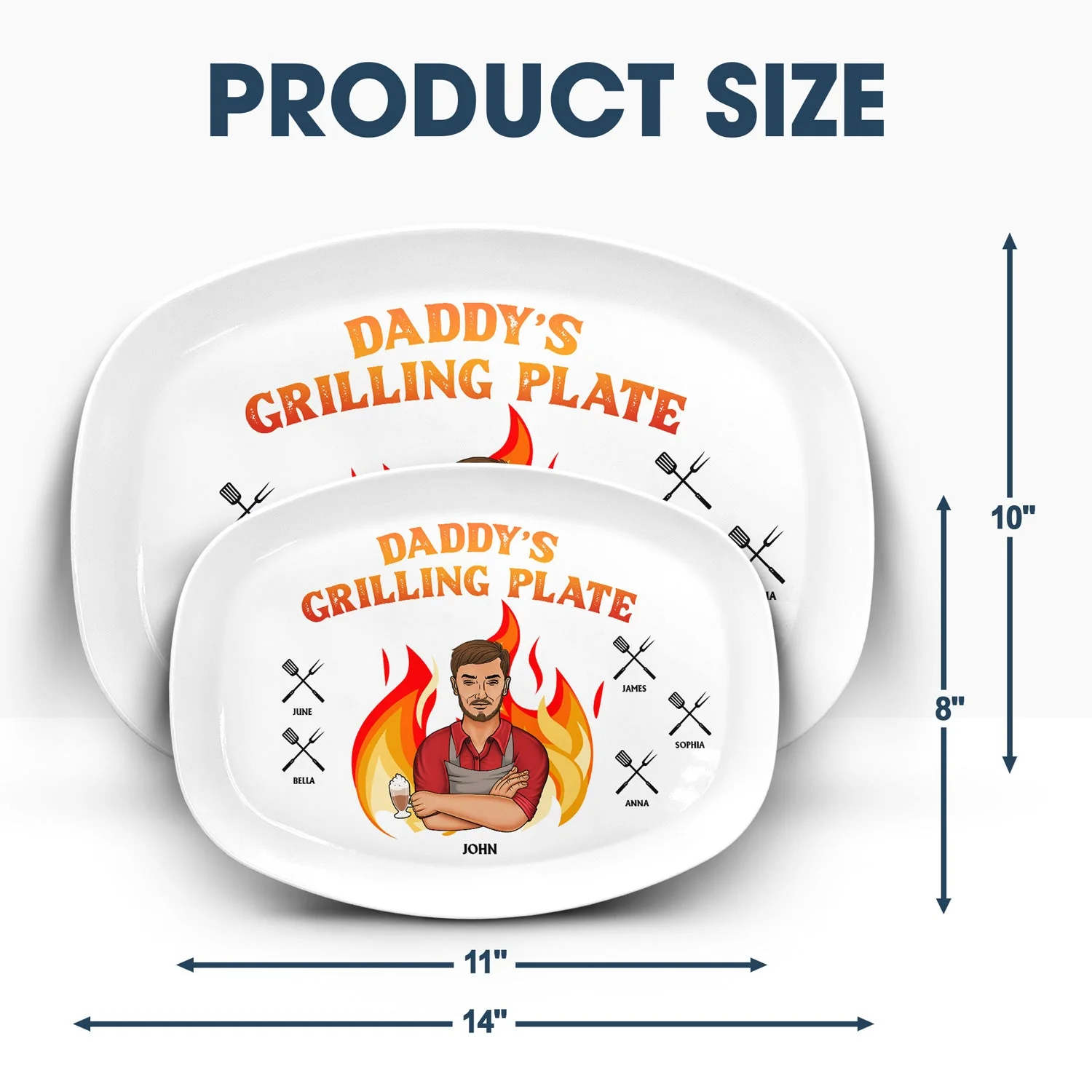 Daddy Grilling Plate - Gift For Dad, Father, Family - Personalized Plate - Image 5