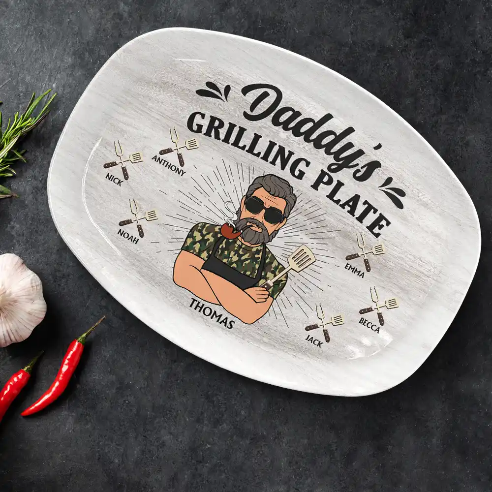 Daddy Is Grilling Daddy Grilling Plate - Personalized Plate - Image 2