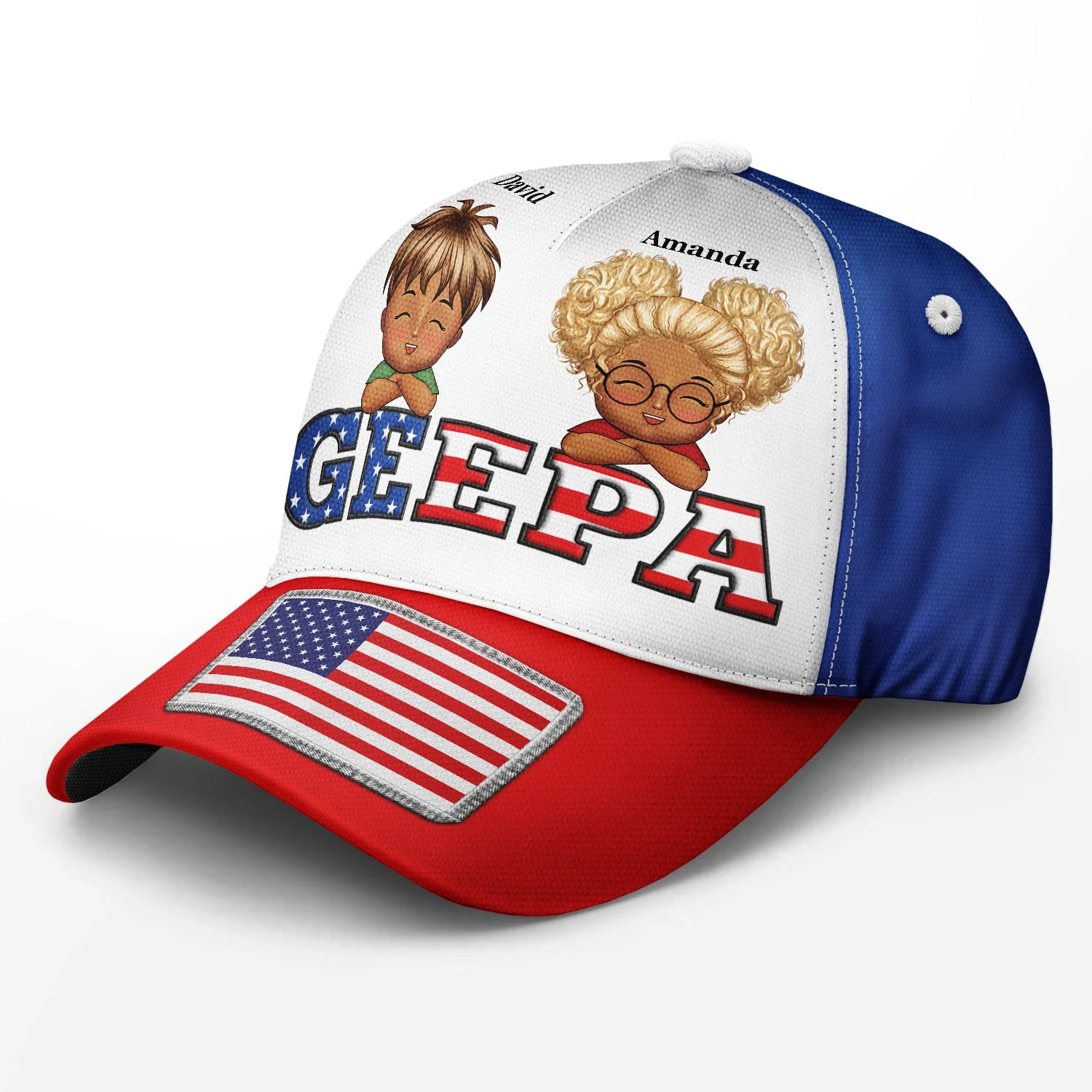 Daddy Papa Stars And Stripes - Gift For Father, Grandpa, Grandfather - Personalized Classic Cap - Image 2