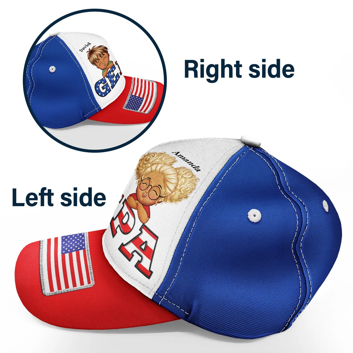 Daddy Papa Stars And Stripes - Gift For Father, Grandpa, Grandfather - Personalized Classic Cap - Image 3