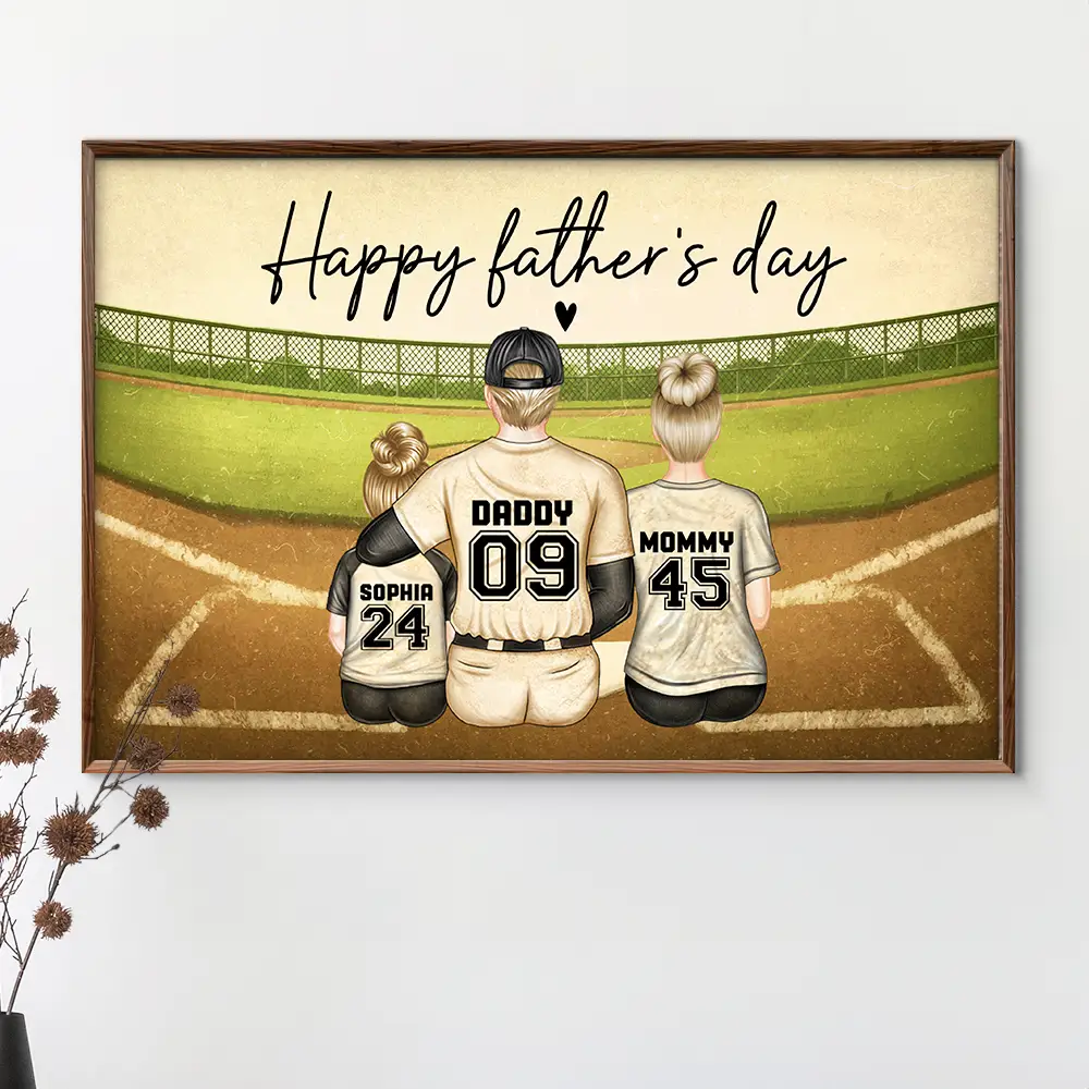 Daddy's Dream Team Baseball Father - Personalized Poster - Image 2