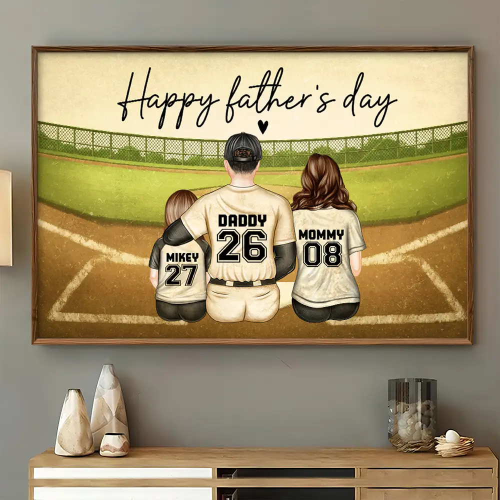 Daddy's Dream Team Baseball Father - Personalized Poster - Image 4