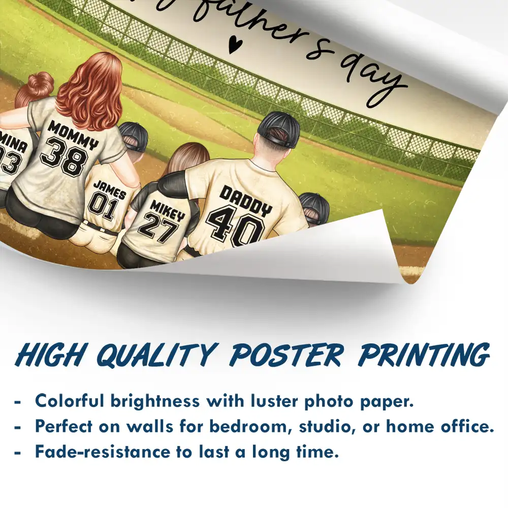 Daddy's Dream Team Baseball Father - Personalized Poster - Image 5
