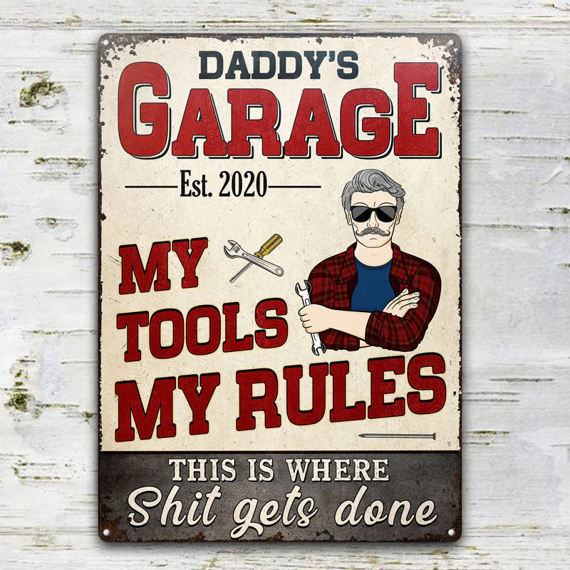 Daddy's Garage My Tools My Rules - Garage Signs - Personalized Custom Classic Metal Signs - Image 2