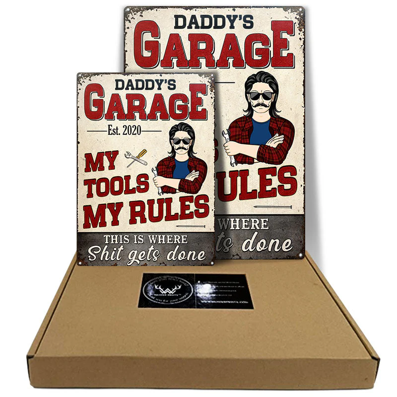 Daddy's Garage My Tools My Rules - Garage Signs - Personalized Custom Classic Metal Signs - Image 5