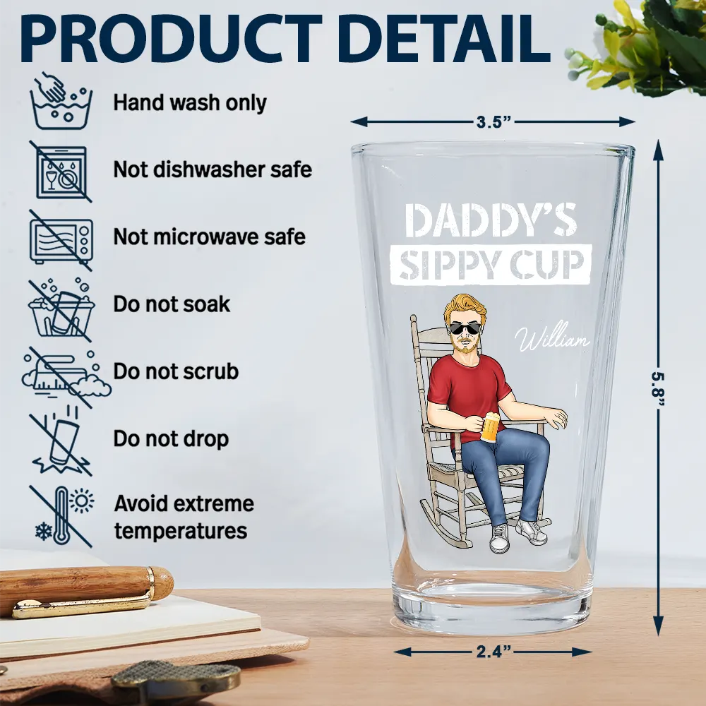 Daddy's Grandpa's Sippy Cup - Personalized Beer Glass - Image 5