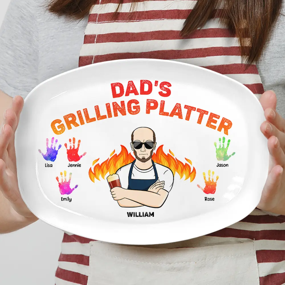 Daddy's Grilling Platter - Gift For Dad, Father, Grandfather, Grandpa - Personalized Plate - Image 4