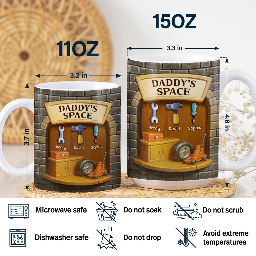 Daddy's Space - Personalized White Edge-to-Edge Mug - Image 5