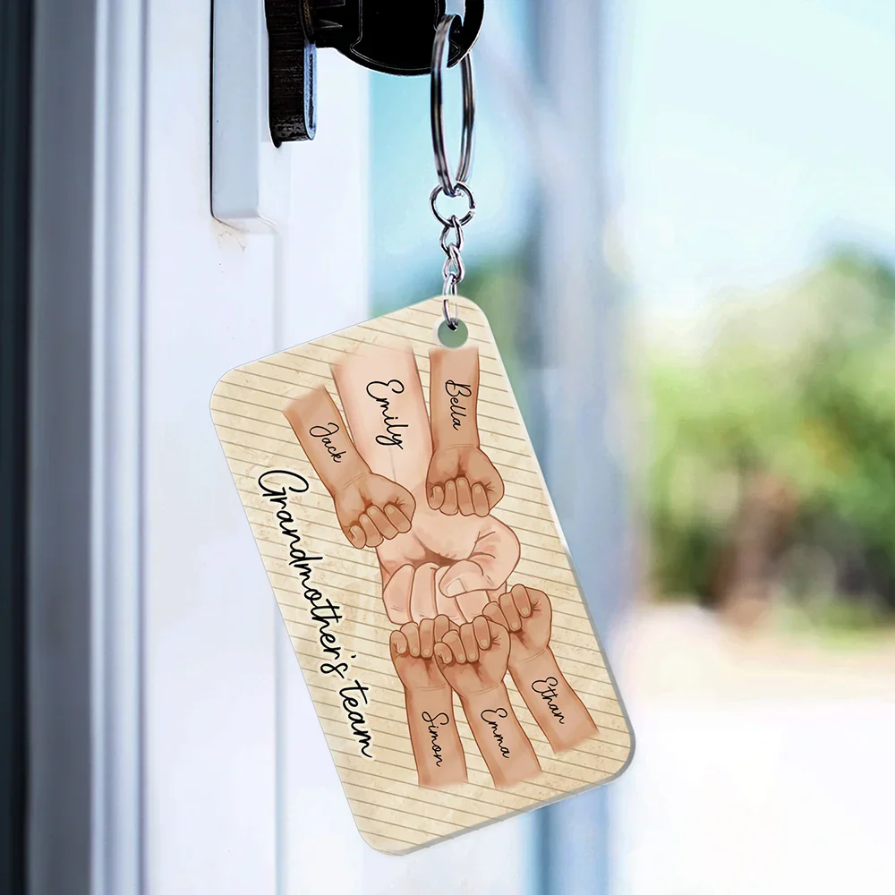 Daddy's Team Hand Punch - Personalized Acrylic Keychain - Image 3