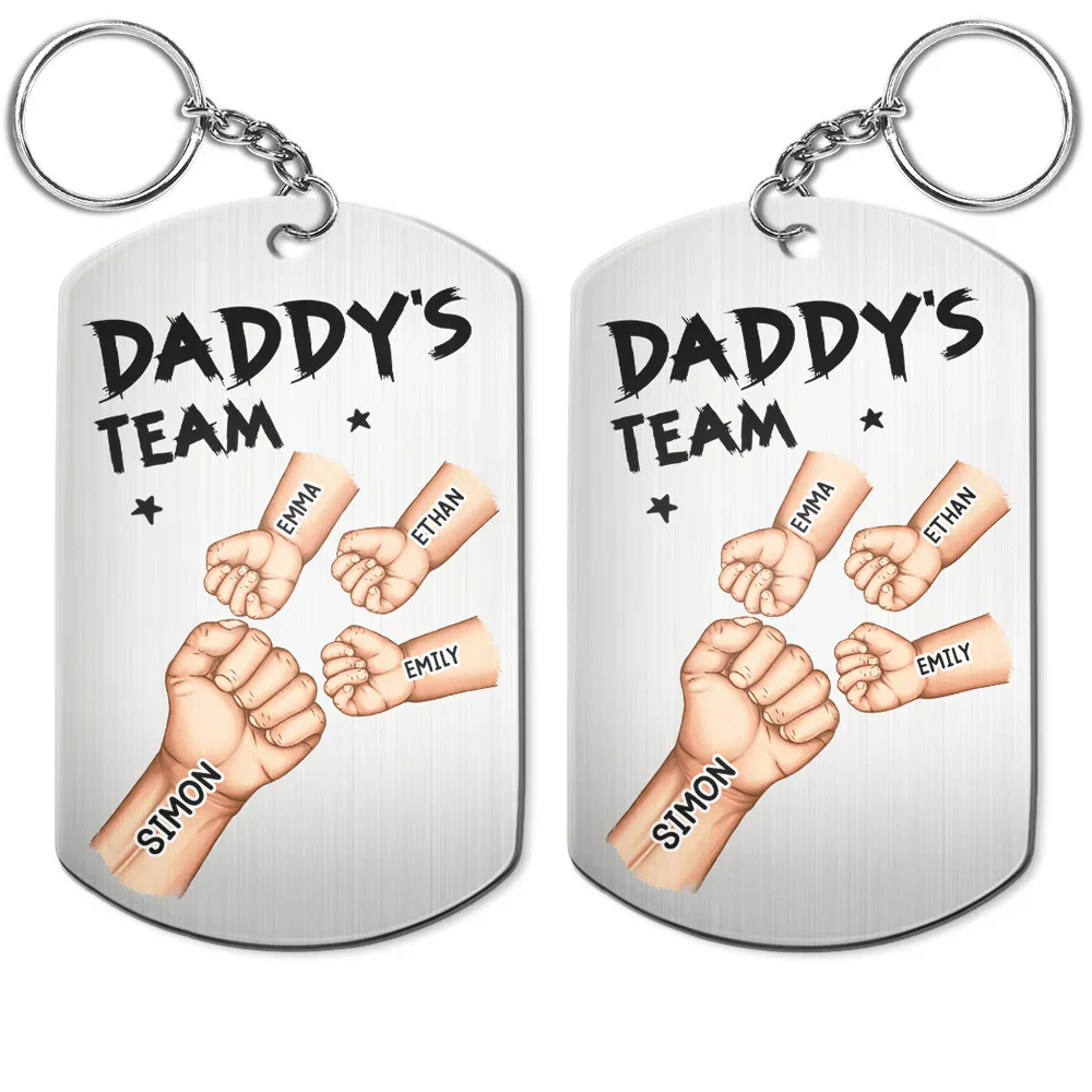 Daddy's Team Hand Punch - Personalized Aluminum Keychain