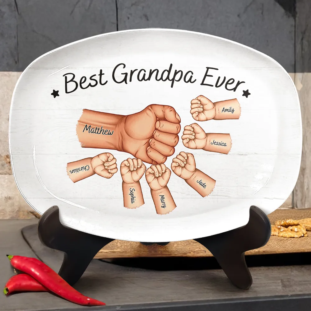 Daddy's Team Hand Punch - Personalized Plate - Image 3