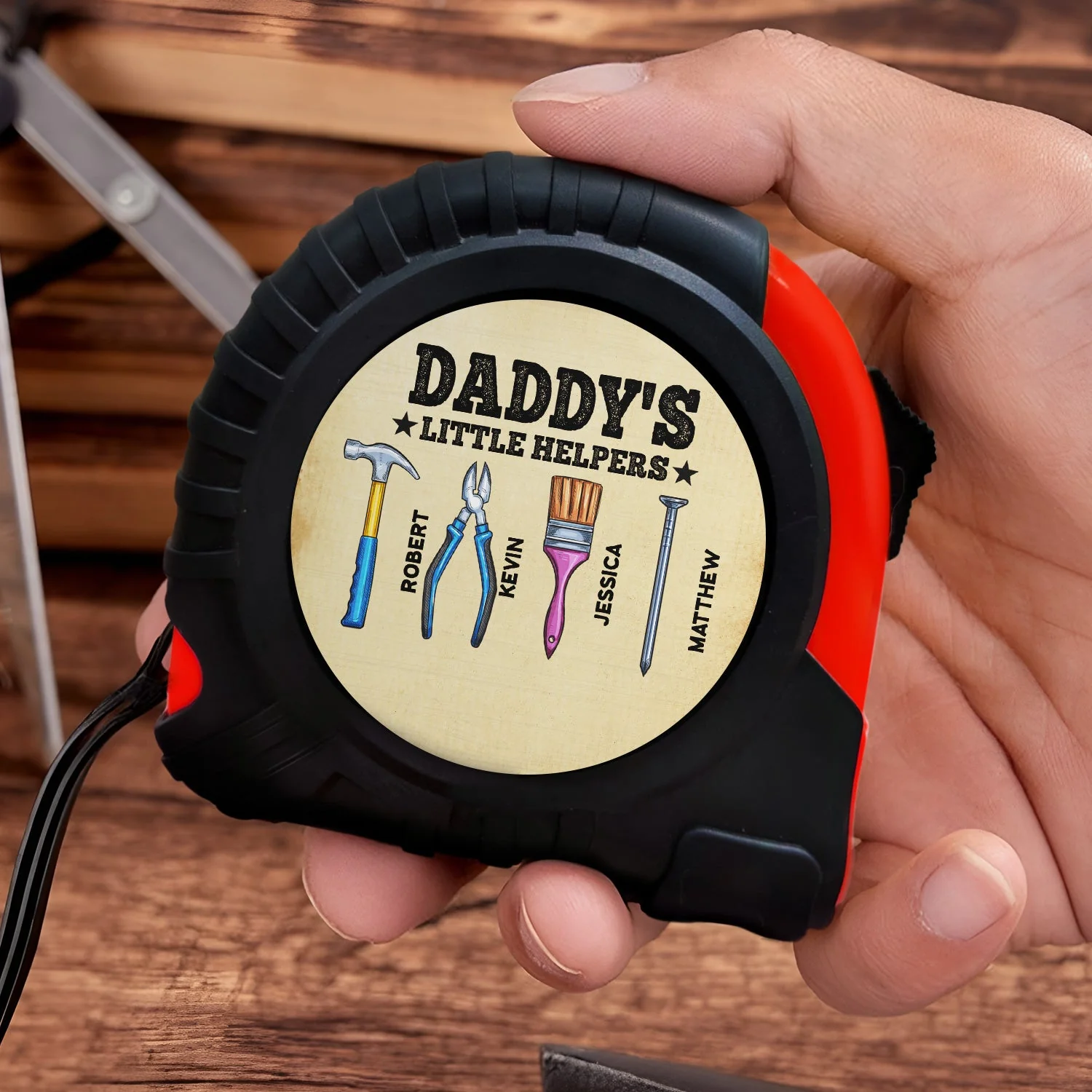 Dad's Little Helpers - Gift For Father, Grandpa, Grandfather - Personalized Tape Measure - Image 3