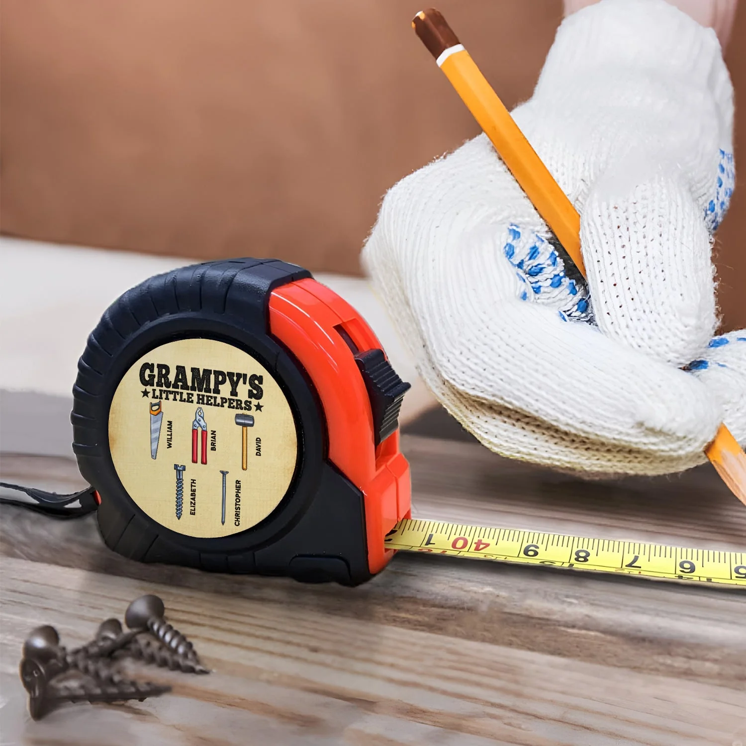 Dad's Little Helpers - Gift For Father, Grandpa, Grandfather - Personalized Tape Measure - Image 4