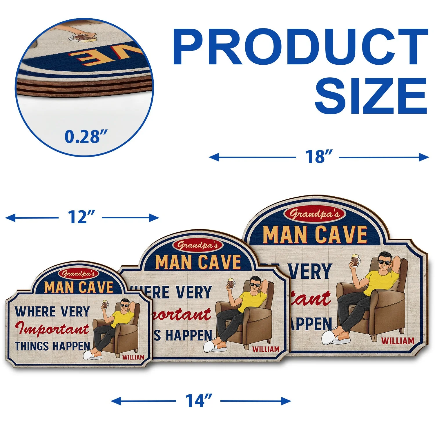 Dad's Man Cave - Home Decor For Father - Personalized Custom Shaped Wood Sign - Image 5