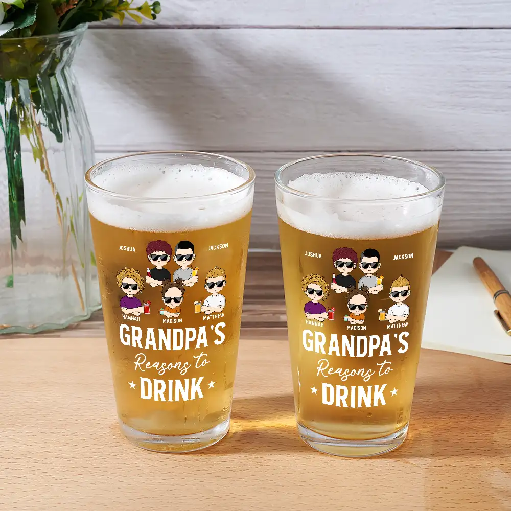 Dad's Reasons To Drink - Personalized Beer Glass - Image 2