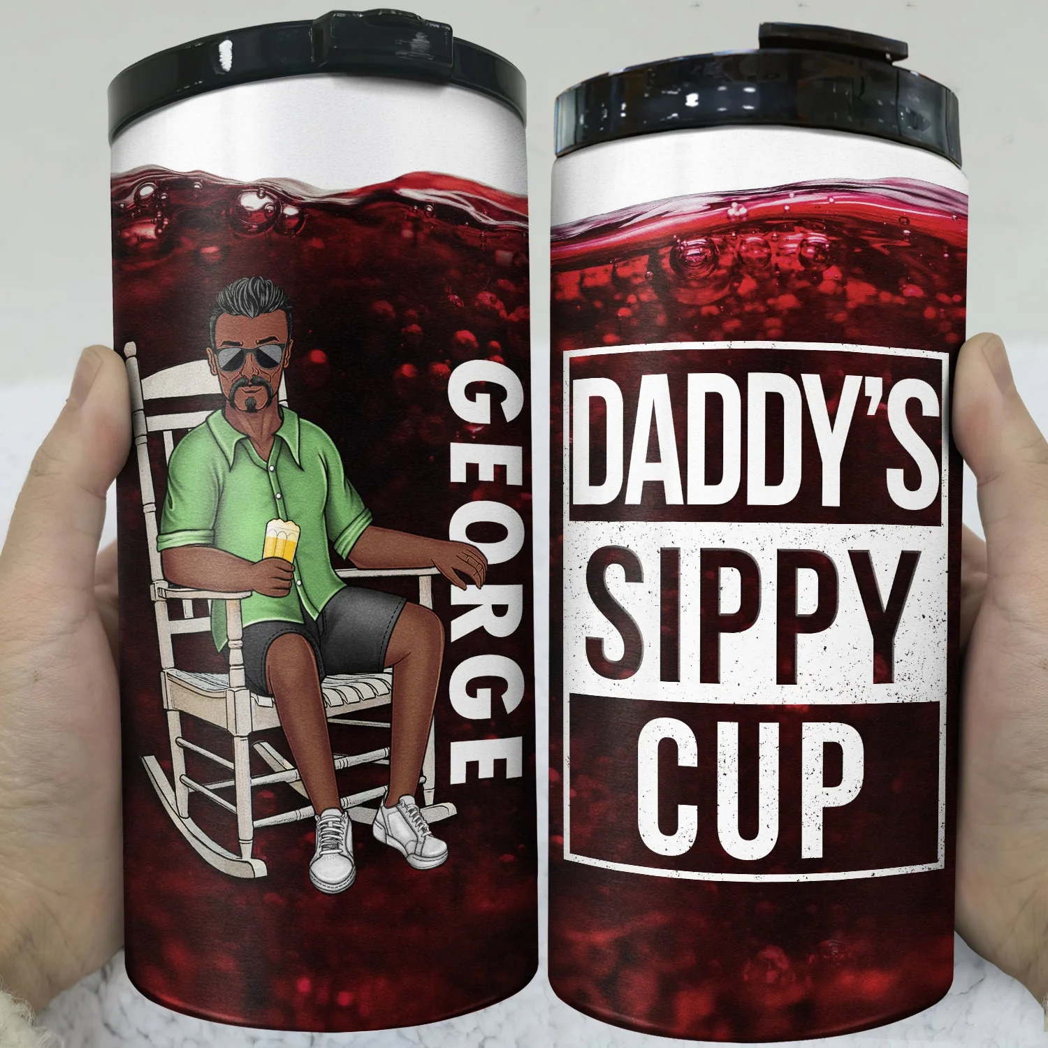 Dad's Sippy Cup - Birthday Gift For Father, Grandpa, Grandma - Personalized Custom 4 In 1 Can Cooler Tumbler - Image 3