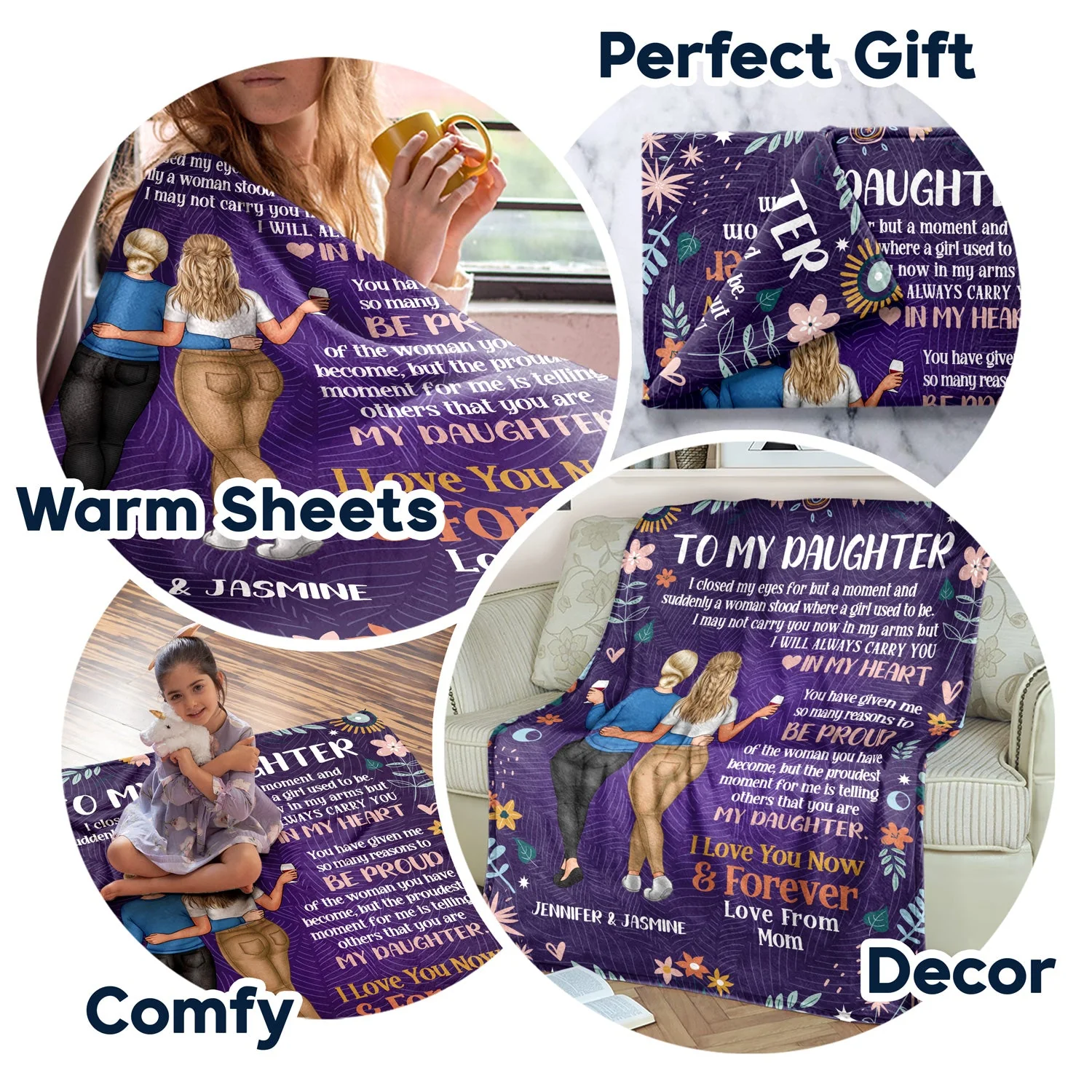 Daughter Closed My Eyes For A Momment - Gift For Daughter - Personalized Fleece Blanket, Sherpa Blanket - Image 7