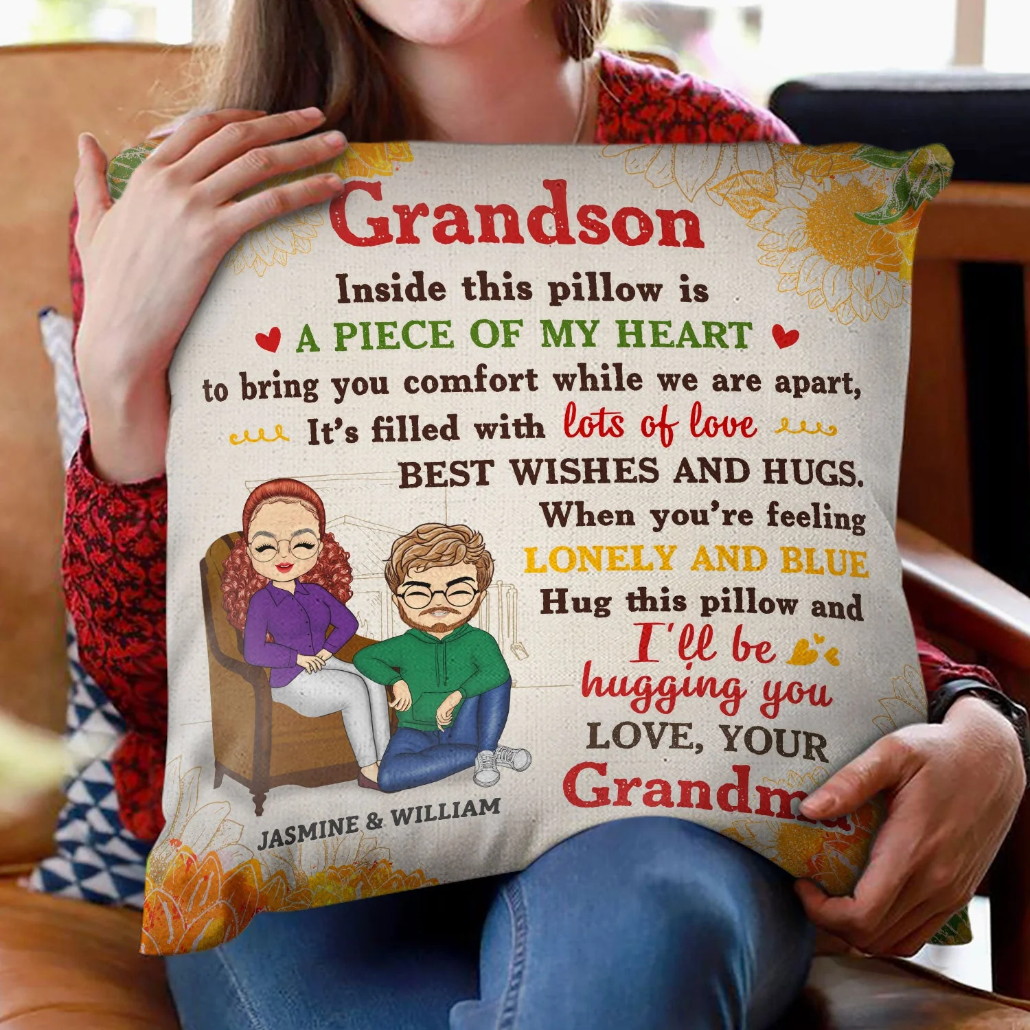 Daughter Inside This Pillow Is A Piece Of My Heart Mother Grandma Auntie - Gift For Family - Personalized Custom Pillow - Image 2
