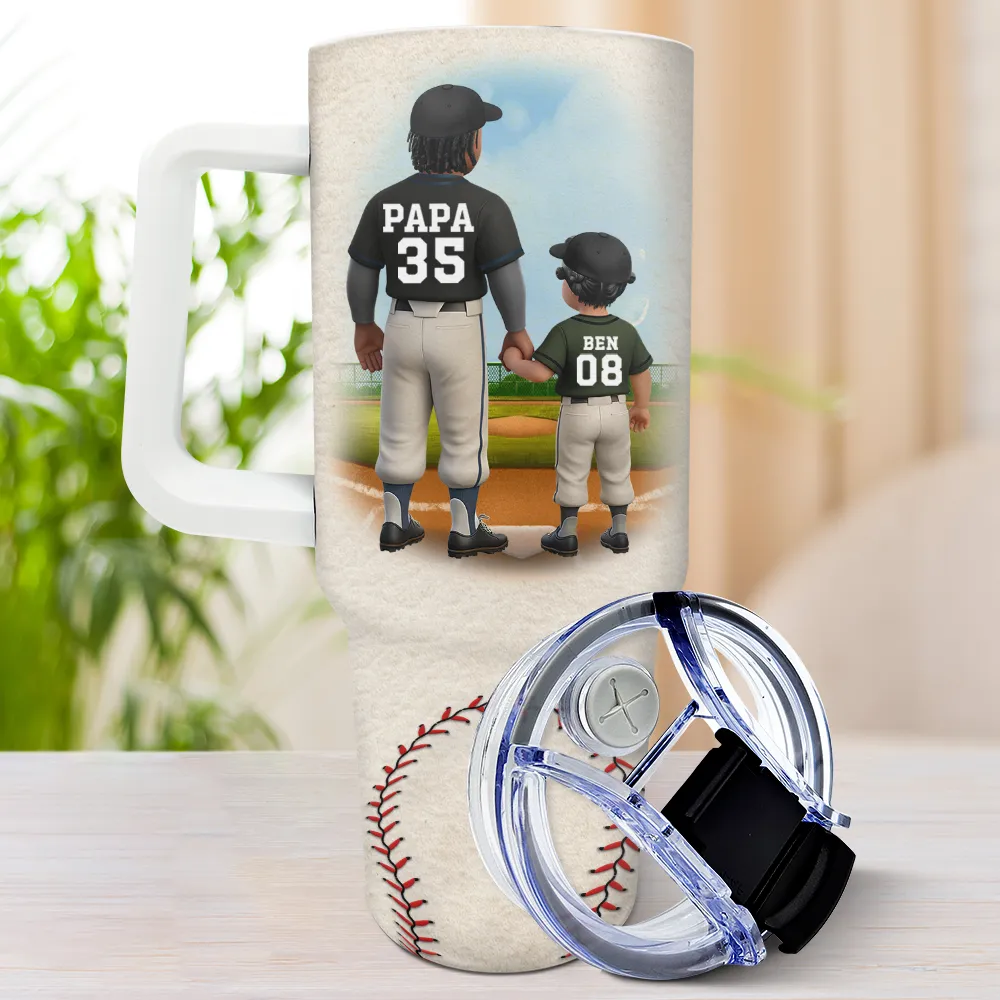Dear Baseball Dad Thank You For Teaching Me - Personalized 40oz Tumbler With Straw - Image 3