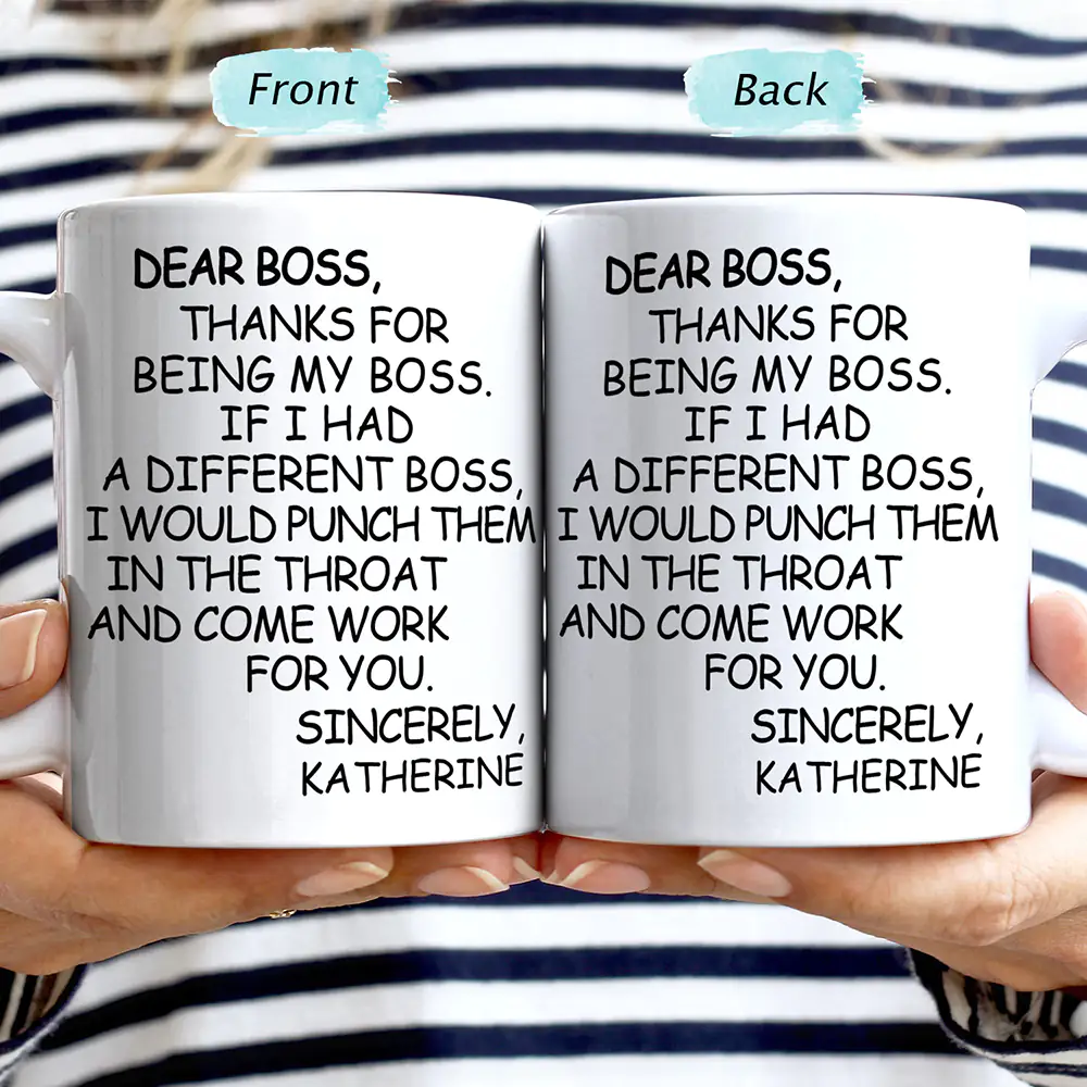 Dear Boss Thanks For Being My Boss - Personalized Mug - Image 2
