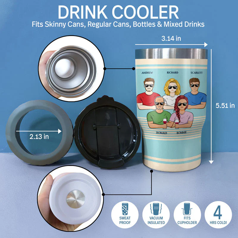 Dear Dad Great Job I'm Awesome Thank You Retro - Father Gift - Personalized Custom Triple 3 In 1 Can Cooler - Image 4
