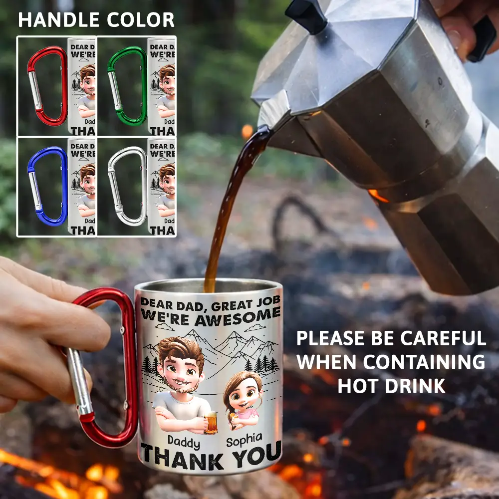 Dear Dad Great Job - Personalized Carabiner Mug - Image 3