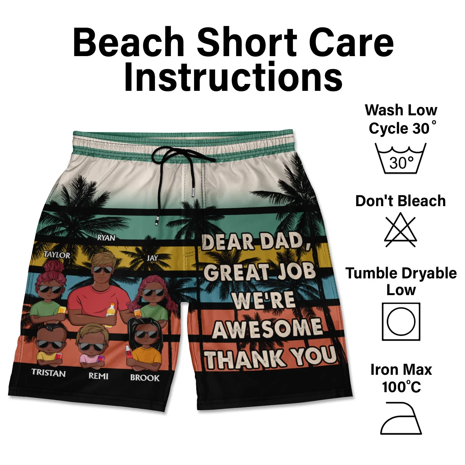 Dear Dad Great Job Thank You Young - Birthday, Loving Gift For Father, Grandpa, Grandfather - Personalized Custom Unisex Beach Shorts - Image 6